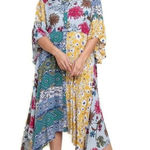 Umgee USA Floral Patchwork Kaftan Dress Flowy Bohemian Style Asymmetrical Hem M Photo 0