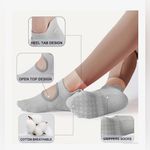 NEW Non Slip Yoga Socks 3 Pairs Grips Pilates Socks Ballet,Dance,Fitness Gray Photo 1