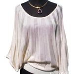 Cache Beige Stretch Accordion Knit Design Adjust Banded Bottom Top New $118 NWT Photo 3