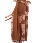 Hutch V Neck Sleeveless Full Wrap Dress Taupe Florals Size Medium Petite Photo 5