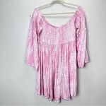 Torrid  Pink Tie Dye Off Shoulder Smocked Challis ‎ Bell Sleeve Dress Size 1X Photo 3