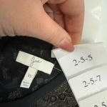 Joie  Top Womens X Small Black Gold Lace Tie Back Short Sleeve Blouse Scalloped Photo 2