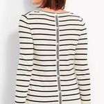 Talbots Ivory Striped Getaway Sequined Novelty Sweater Photo 1