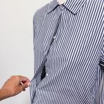 Derek Lam 10 Crosby Blue White Stripe Hidden Button Up Side Corset Tie Tunic 6 Photo 2