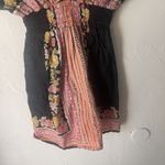 Blue‎ Plate Y2k Size Large Cotton Floral Boho Peasant Babydoll Black Tunic Top Photo 2