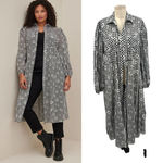 Torrid Kimono Duster Cotton Daisies Black White Gingham Plaid Print Plus Size 1X Photo 1