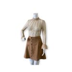 Fuinloth Faux Suede High Wasit Mini Skirt Tan Size XL Photo 6