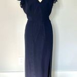 Dessy After 6 Midnight Navy Blue Ruffled Sleeve Bridesmaid Prom Dress Size 16 Photo 2