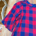 Max jeans  Red Blue Buffalo Plaid Blouse Bell Sleeve 3X Plus Women Photo 1