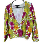Ashley Stewart  Floral Tropical Beachy Light Qtr Zip Cardigan Sweater 22/24 Photo 0