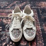 BIRDIES the Cardinal Leather Sneakers in Floral Houndstooth plaid White Size 7 Photo 1