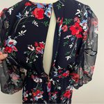 Ralph Lauren LRL Dress Midi Floral Ruffle Balloon Sleeve Lined Belt Blue Red Photo 11