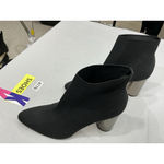 ZARA Womans  Woman Pull On Ankle Boot 10 Black Stretch Silver Block Heel Photo 2