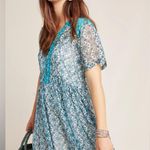 Maeve Anthropologie  teal chiffon mini dress size small Photo 12