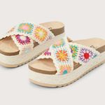 Dirty Laundry Plays Natural Multi Crochet Espadrille Flatform Slide Sandals Photo 1