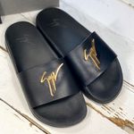 Giuseppe Zanotti Logo Leather Slide Sandals Photo 2