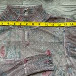 L.I.F.E. Shirring Sheer Floral Pink Blouse‎ High Neck Elastic Waist Puff Sleeve Photo 5