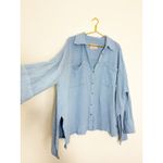 Free People  Cardiff Oversized Top Size XL Blue Waffle Knit Boho Long Sleeve Photo 11
