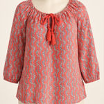 Lane Bryant Floral Peasant Blouse 14 Party Boho Chic Coastal Granddaughter Style Photo 0