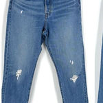 Levi's Wedgie Women's Raw Hem Tapered Ankle Jeans Blue Denim Acid Wash Size 30 Photo 0