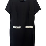 Tommy Hilfiger Black Scuba Short Sleeve Dress Size 14W Wedding Guest LBD Pockets Photo 0