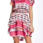 Vertigo Paris NWT Vertigo Brown Tan Striped Dress Layered Skirt Ruffles Split Sleeves XS Photo 5