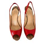 Christian Louboutin Prive 120 Trinidad Red Patent Leather Slingback Heels Sz 37 Photo 1