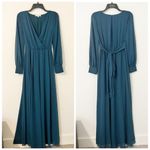 Baltic Born  Lydia Maxi Dress Topaz Teal Long Sleeve Wrap Flowy Gown Size Medium Photo 2