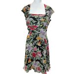 Talbots ‎ Floral 100% Silk Fit and Flare Lined Dress 8P Petite Back Zip Ruched Photo 1