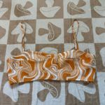 NWT CAARA Linen Blend Crop Top Swirl Print‎ Smocked Back XL Orange Photo 6