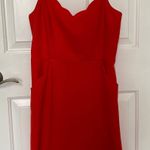 Market & Spruce Red Scalloped Dress with Pockets Photo 0