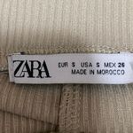 ZARA  Beige Tan Ribbed Knit High Waisted Pull On Bootcut Flared Pants Size S Photo 3