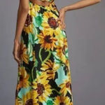 Maeve x Anthropologie Sunflower Print Dress Floral Strapless Cutout Back Small Photo 0