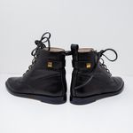 Stuart Weitzman  Ryder Genuine Leather Lace Up Combat Moto Booties Shoes Black 7 Photo 2