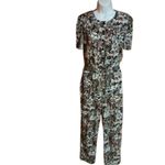 Vintage 80s Safari Jumpsuit Animal Print Boho Utility One Piece Photo 1