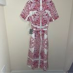 Julia Jordan BNWT  button up maxi dress white red floral tie waist women’s 12 Photo 3
