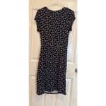 Loft  Womens Floral Print Twist Front Casual Short Sleeve‎ Dress Navy Small Photo 4