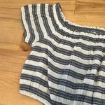 Aerie Blue and White Smocked Crop Blouse Top - Medium Photo 7