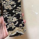 Moda Vintage 90s Sheer Floral Lace Crop Top Long Sleeve Black Gold  Int’l Photo 5
