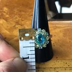 Peacock Quartz Peridot Sterling Silver Cocktail Ring Size 10 Blue Photo 4