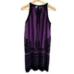 STUDIO M Dress Medium‎ Silk Blend Velvet Floral Halter Neck Purple Y2K Boho 90s Photo 1
