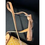 Handmade Vintage‎ Yellow Woven Pattern & Leather Crossbody Bag With Adjustable Strap Photo 6