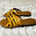 Franco Sarto  Graceleigh Mustard Yellow Strappy Sandals Pull On Slides 8 Photo 7
