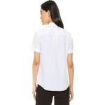 Theory  Uniform White Luxe Cotton Short Sleeve Button Down Shirt Women's Medium Photo 1