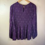 Torrid NWT Smocked Flowy 1X Purple Printed Long Sleeve Office Career Modest Top Photo 7