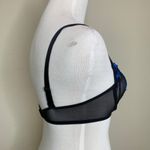 Sheer Black Blue Embroidered Floral Sz 32B Underwire Bra Mesh Photo 2