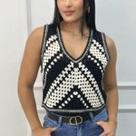Rebellion  Black and White Crochet Vest Top Photo 3