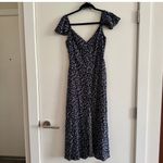 Reformation New! Baxley Midi Dress Dark Blue Photo 5