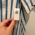 Old Navy  Teal and White Striped Shirt Dress Photo 4