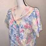 Lady Manhattan vintage pastel floral puff sleeves button Down nightgown Photo 5